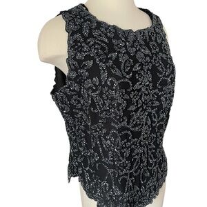 J Kara Black Beaded Sleeveless Formal Blouse sz XXL